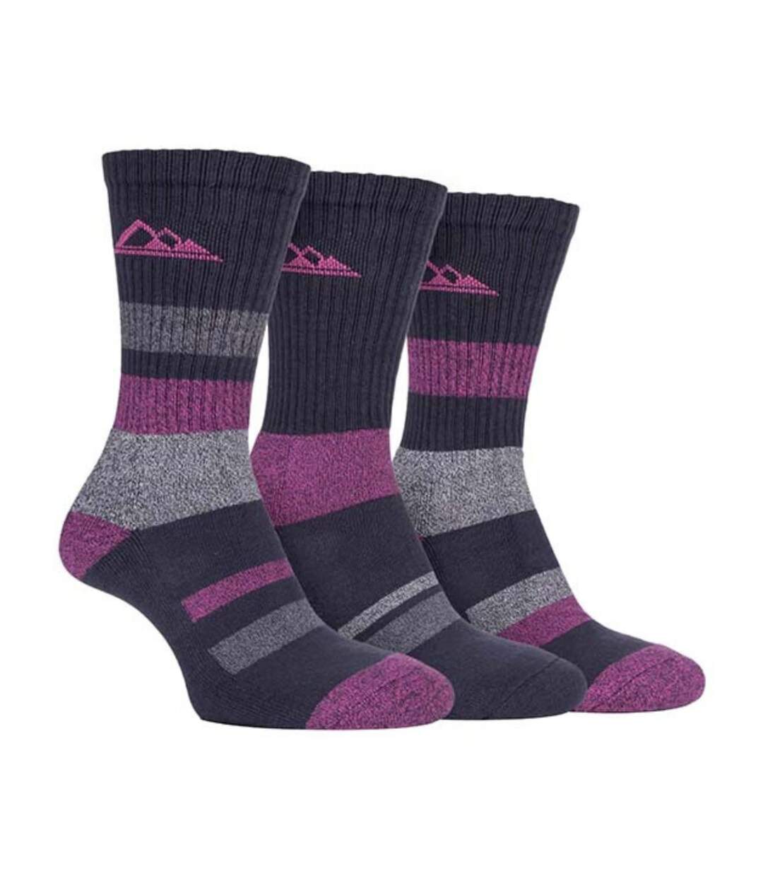 3 Paires Chaussettes de Randonnée Femme Rayées Été-1