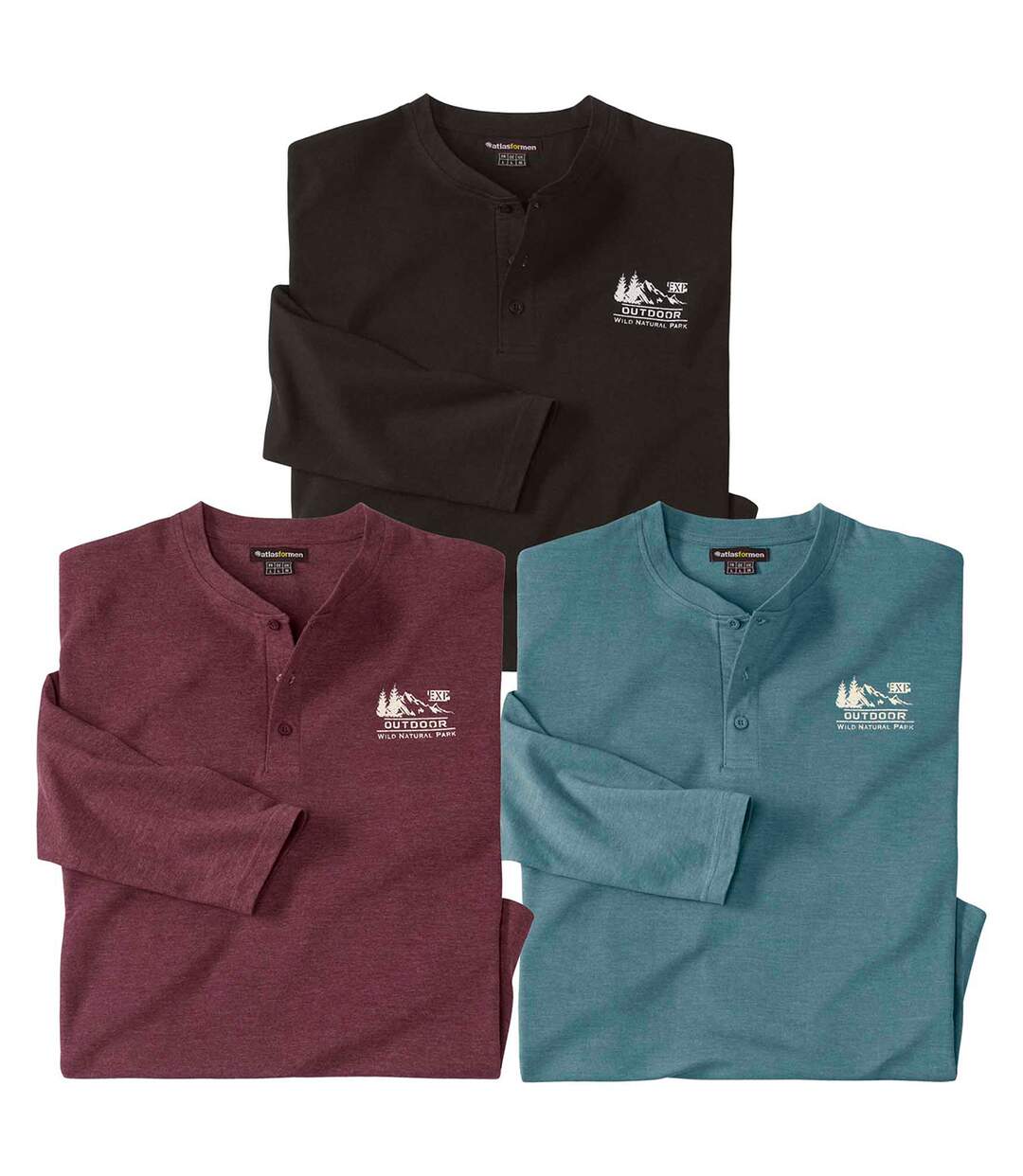 Le Lot de 3 Tee-shirts Col Boutonné