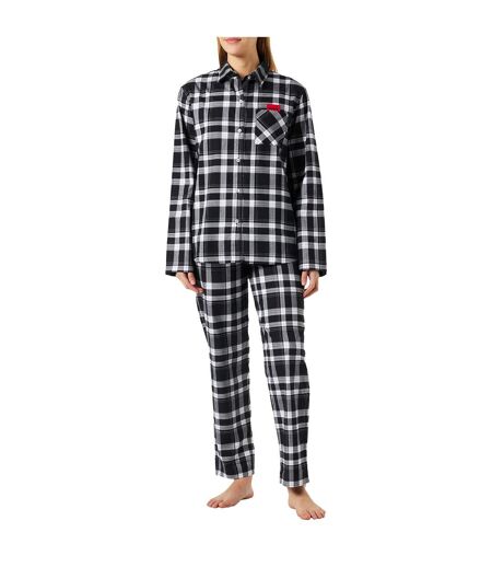 Ensemble De Pyjama Long Flannel Femme Gris Noir Hugo