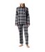 Ensemble De Pyjama Long Flannel Femme Gris Noir Hugo-1