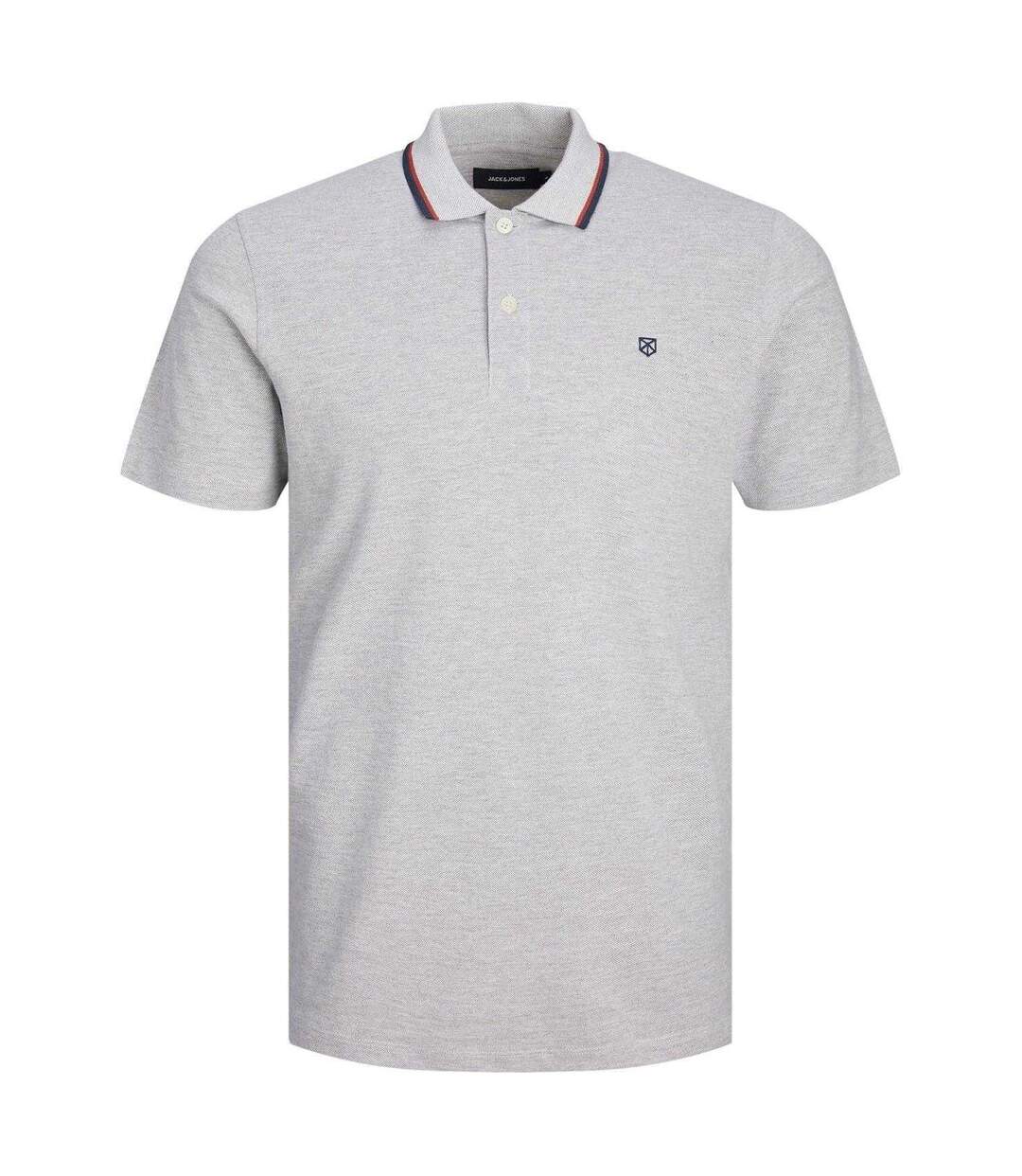 Mens Regular Short-sleeved Polo Shirt Light Grey Melange Marl Jack And Jones-1