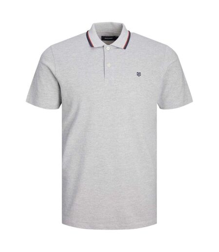 Mens Regular Short-sleeved Polo Shirt Light Grey Melange Marl Jack And Jones