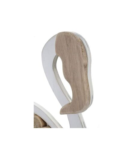 Statue Flamant Rose en Bois Tanoak 56cm Naturel & Blanc