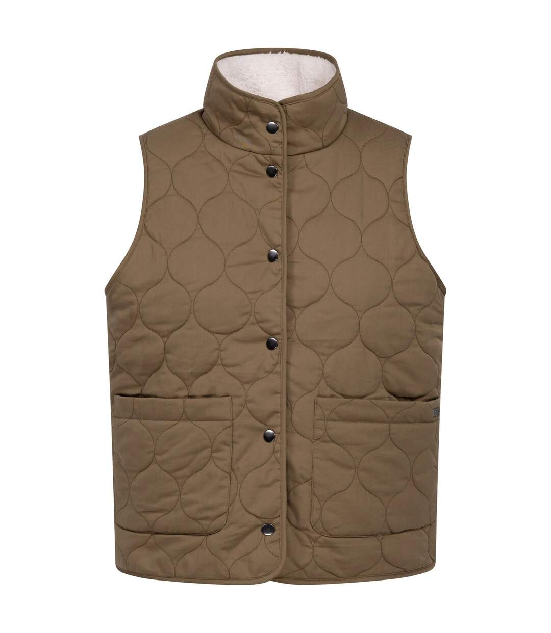 Veste Matelassée Et Unie Sans Manches À Col Montant Edwina Femme Kaki Clair Trespass-2