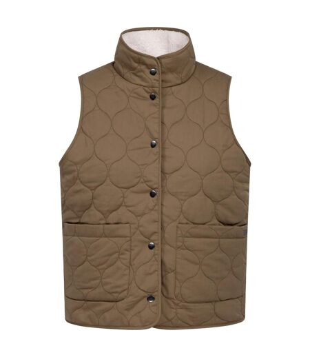 Veste Matelassée Et Unie Sans Manches À Col Montant Edwina Femme Kaki Clair Trespass