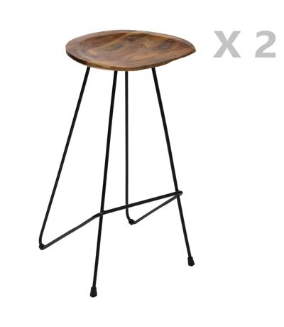 2 Tabourets de bar design bois et métal Sumar - Noir