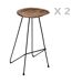 2 Tabourets de bar design bois et métal Sumar - Noir-1