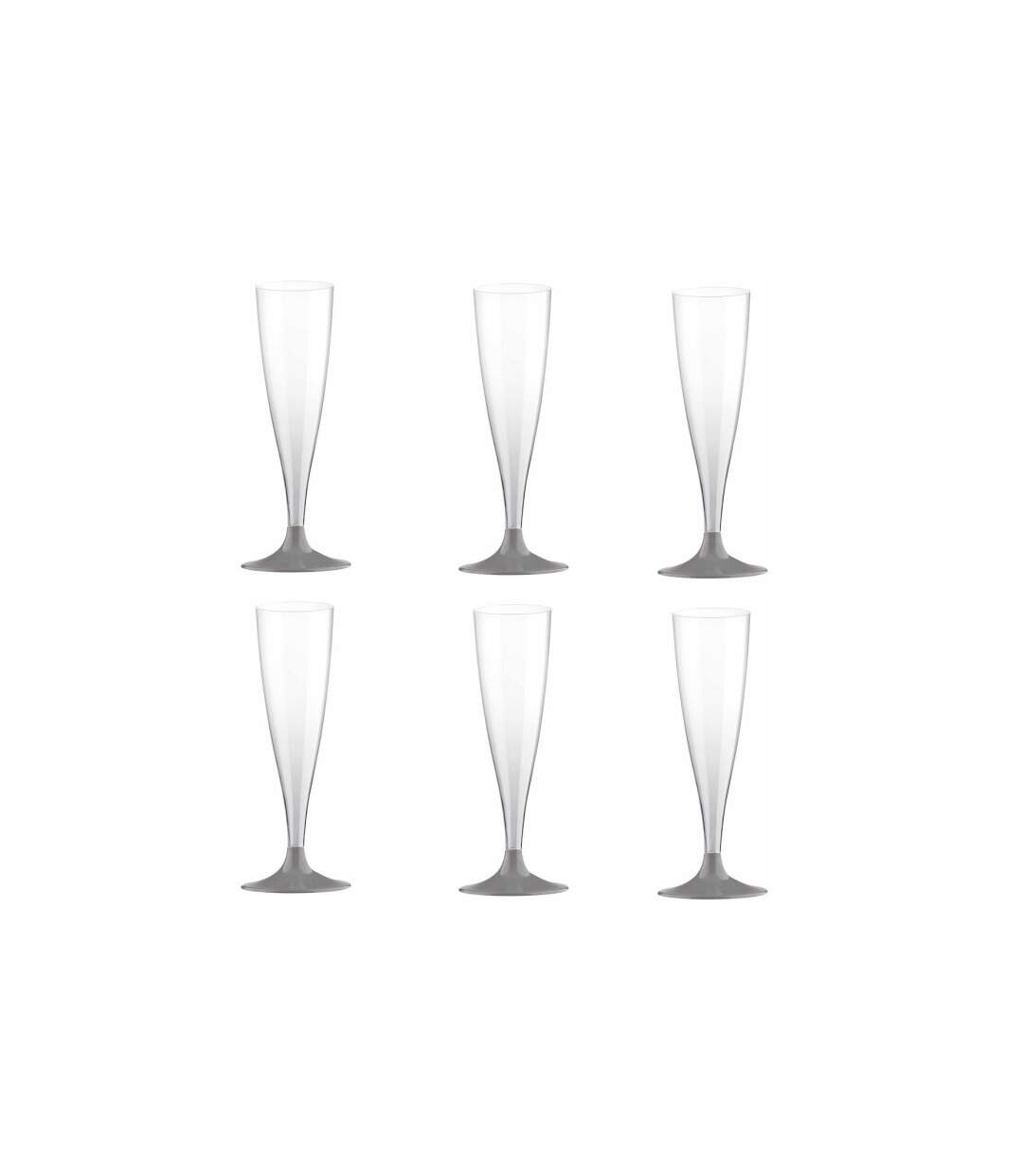 Lot de 6 Flûtes à Champagne Réutilisable Plastique 14cl Gris-1