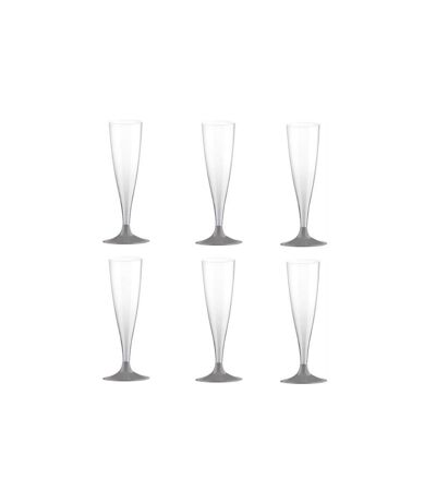 Lot de 6 Flûtes à Champagne Réutilisable Plastique 14cl Gris