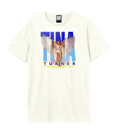 T-shirt Motif/style Tina Turner Angelic Adulte Vieux Blanc Amplified