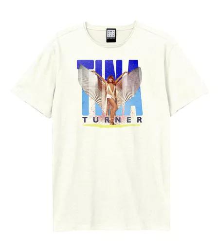 T-shirt Motif/style Tina Turner Angelic Adulte Vieux Blanc Amplified