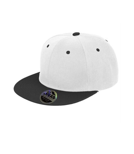 Result Unisex Core Bronx Original Flat Peak Snapback Dual Colour Cap (White/Black) - UTBC3045