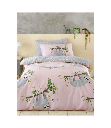 Sloth Fitted Sheet Set (Pink/Gray) - UTAG2187