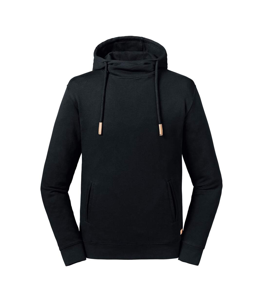 Adults unisex pure organic high collar hooded sweatshirt black Russell