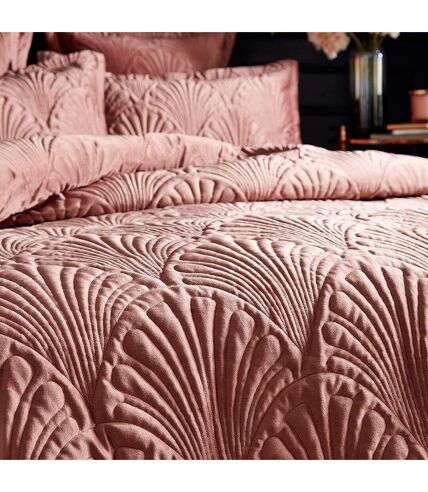 Paoletti Palmeria Velvet Quilted Duvet Set (Blush)