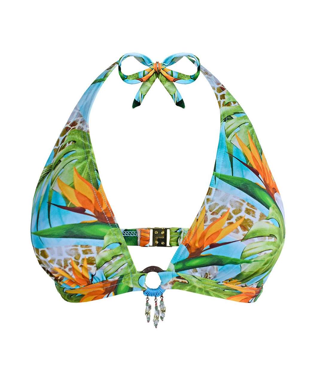 Haut de bikini vert/bleu femme garin de sable triangle mousse-2