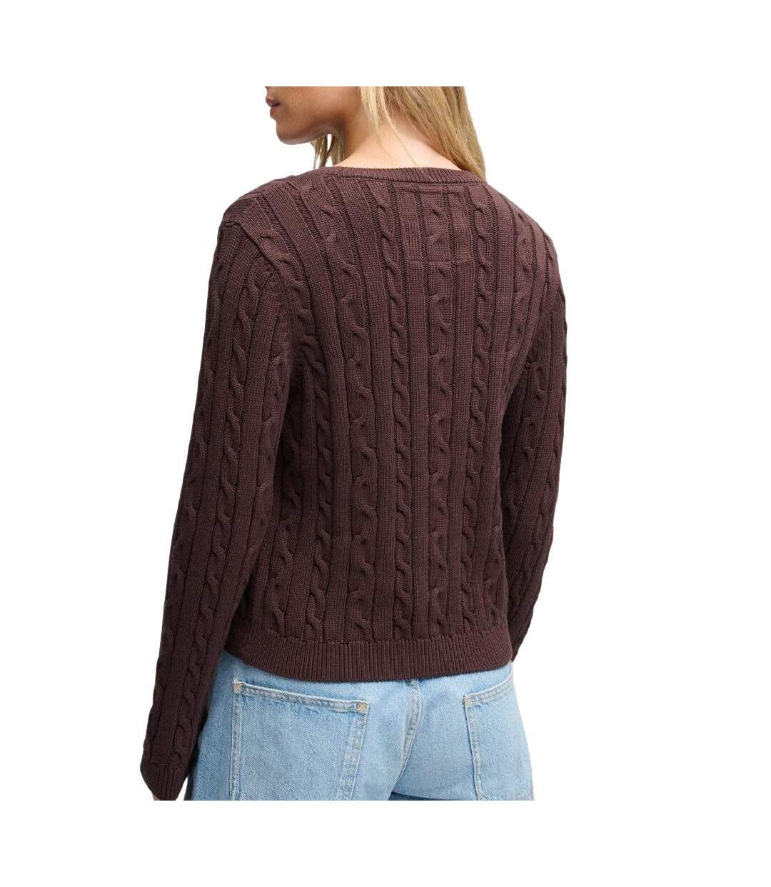 Pull marron femme superdry essentials cable jumper-2