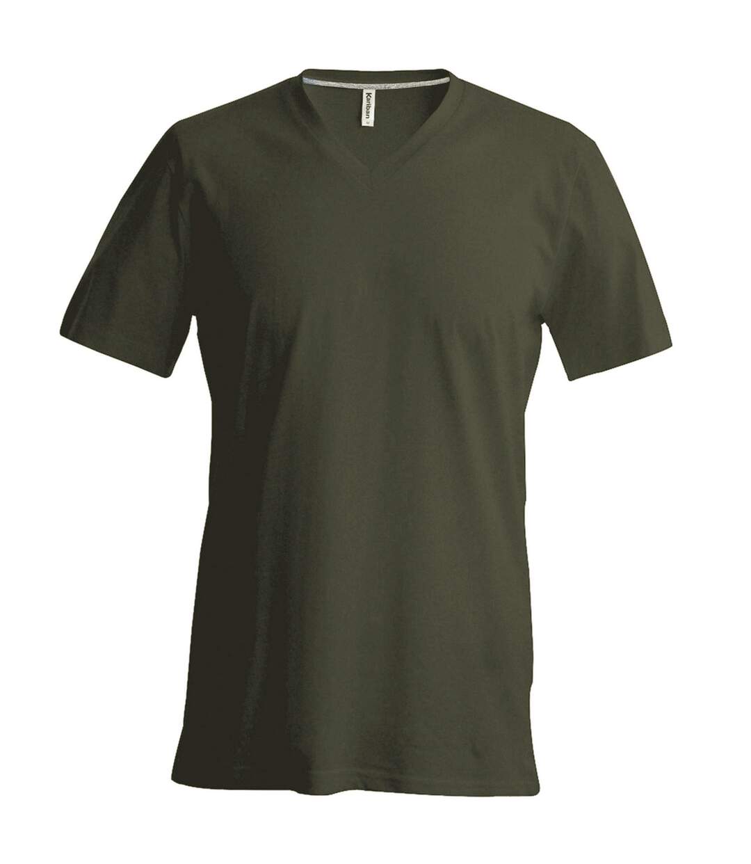 T-shirt à manches courtes et col en v coupe cintrée  pour homme kaki Kariban