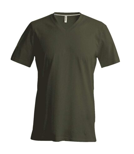 T-shirt à manches courtes et col en V coupe cintrée Kariban pour homme (Kaki) - UTRW707