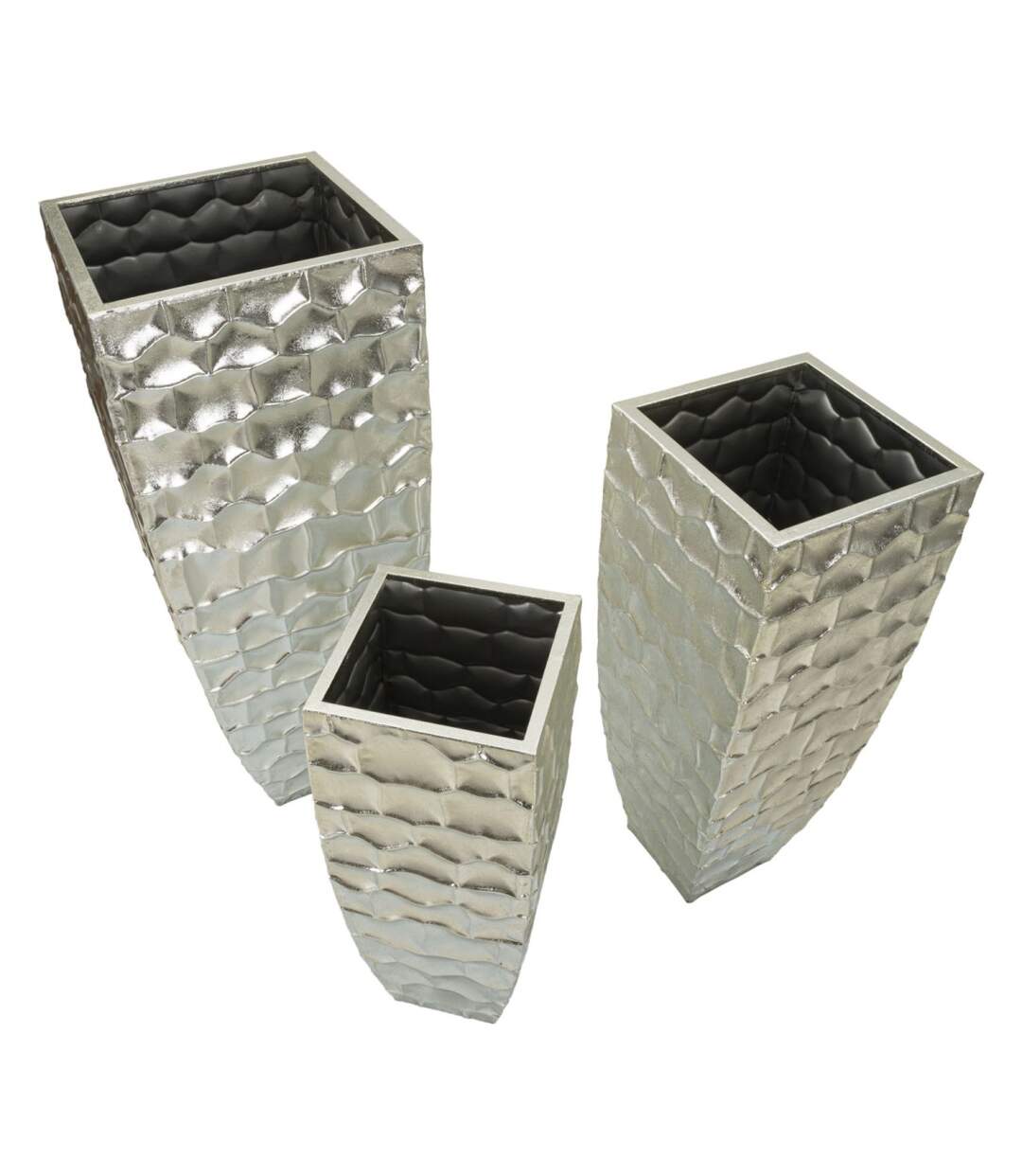 Lot de 3 Vases en Métal Argy 90cm Argent-4