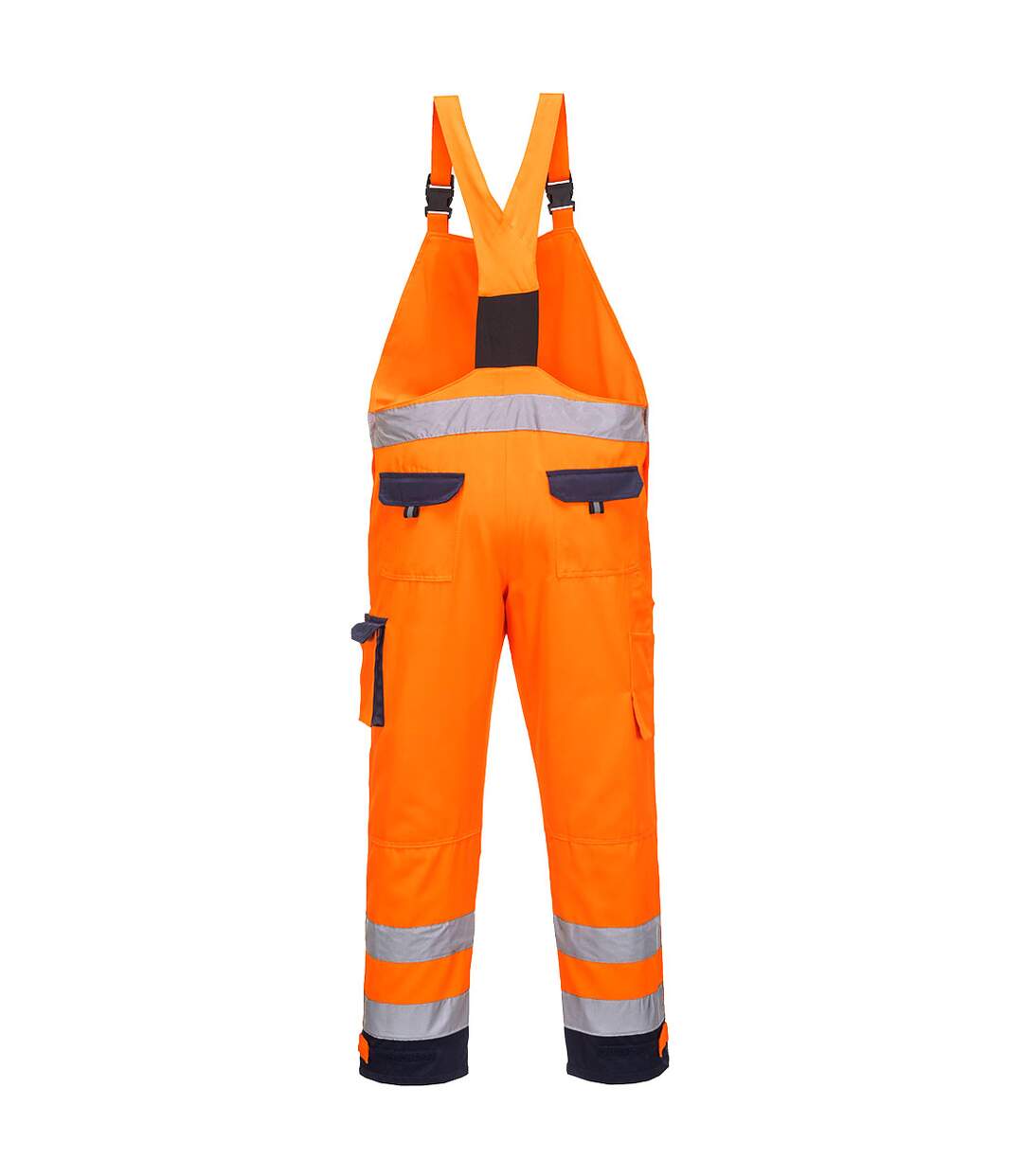 Mens dijon contrast high-vis safety bib and brace trouser orange/navy Portwest-2