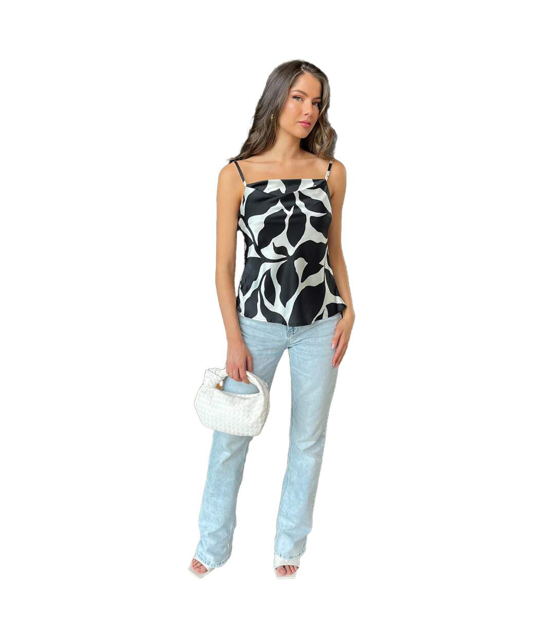 Débardeur Motif/style Imprimé Feuille Femme Noir Blanc AX Paris-4