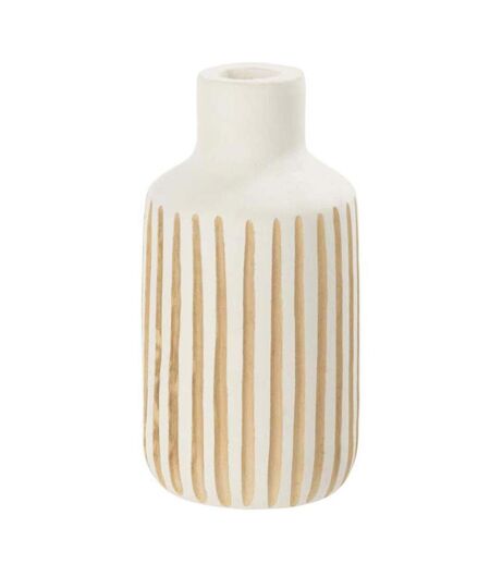 Vase Design en Bois Ying 33cm Blanc & Naturel