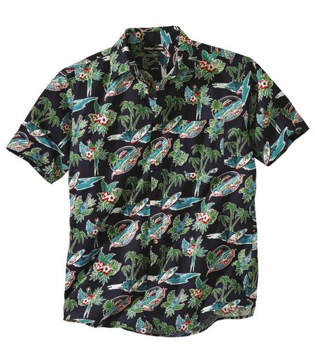 Men's Hawaiian Shirt - Black Green