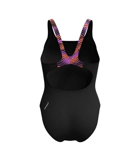 Womens/ladies Splice One Piece Swimsuit Black Pink Speedo