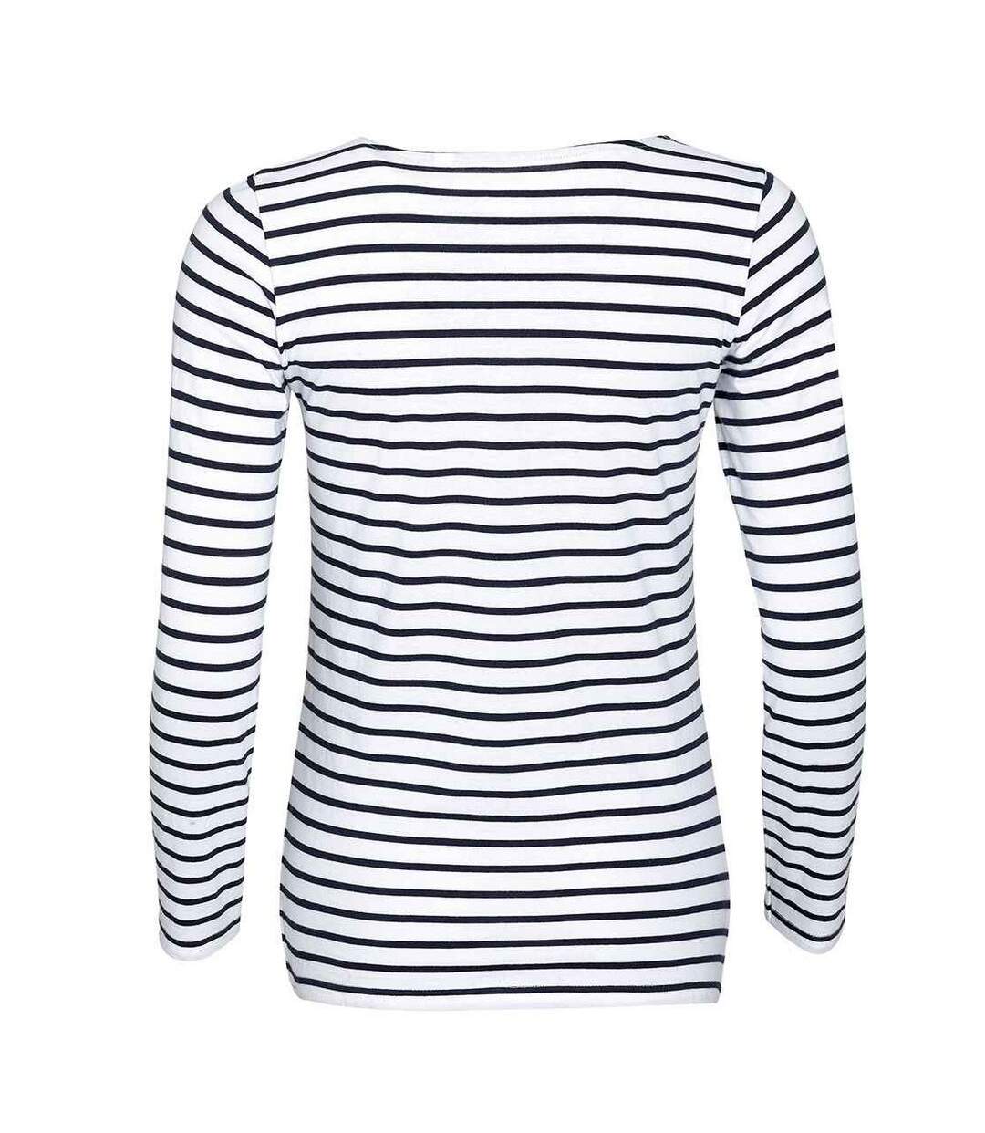 T-shirt Marine Femme Blanc Bleu Marine SOLS-2
