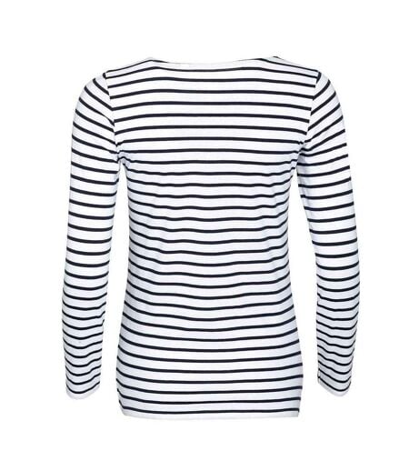 T-shirt Marine Femme Blanc Bleu Marine SOLS