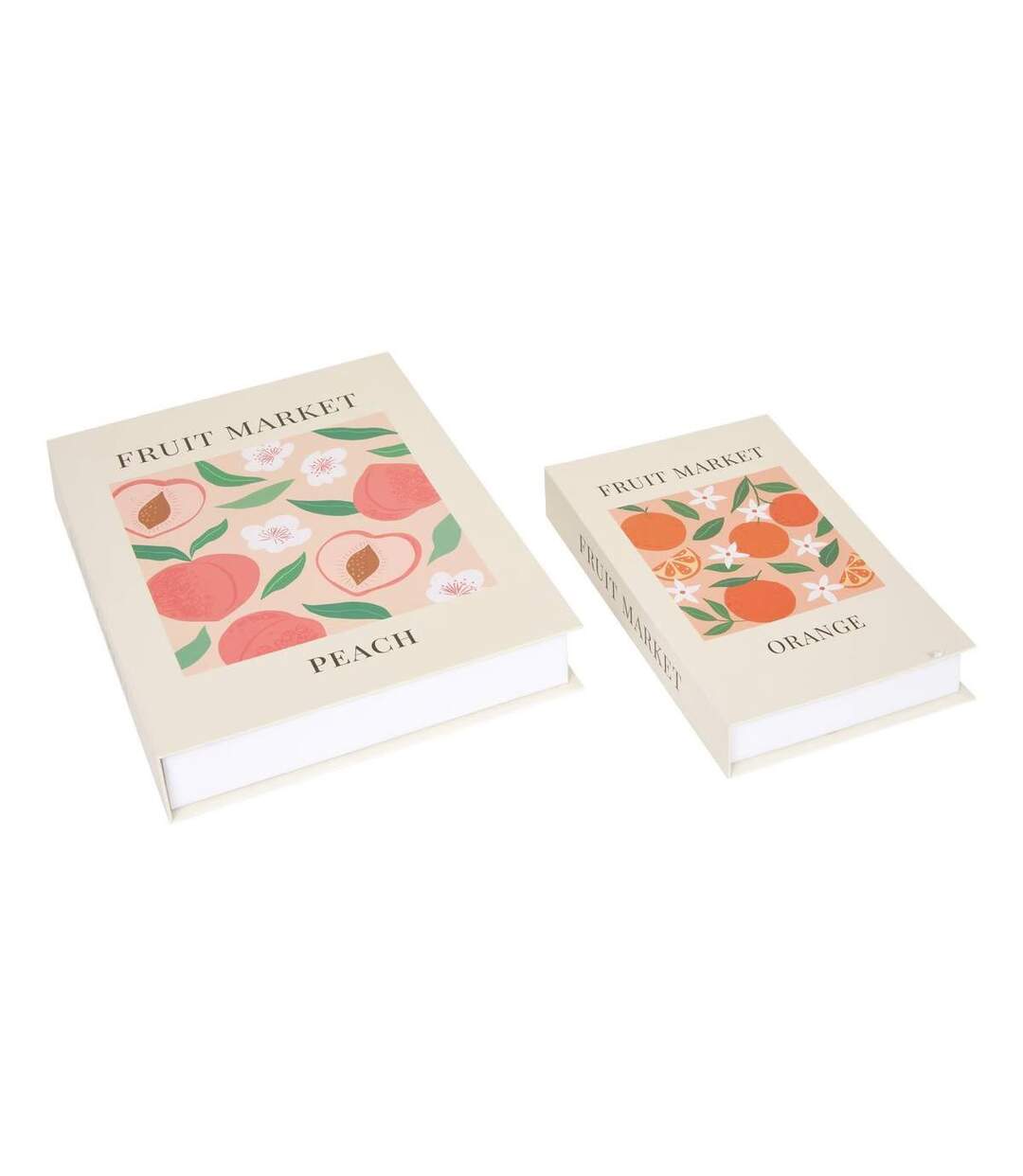 Lot de 2 Boîtes Livres Fruity 33cm Beige-1