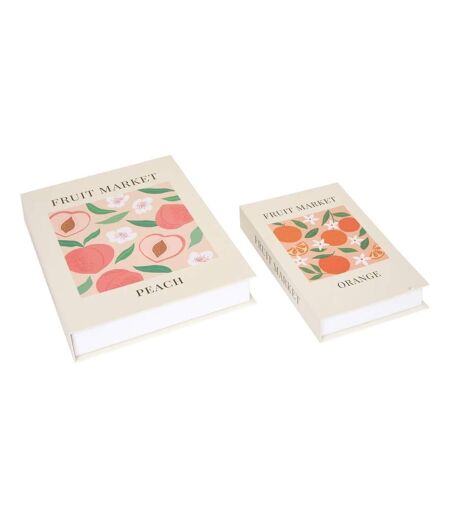 Lot de 2 Boîtes Livres Fruity 33cm Beige
