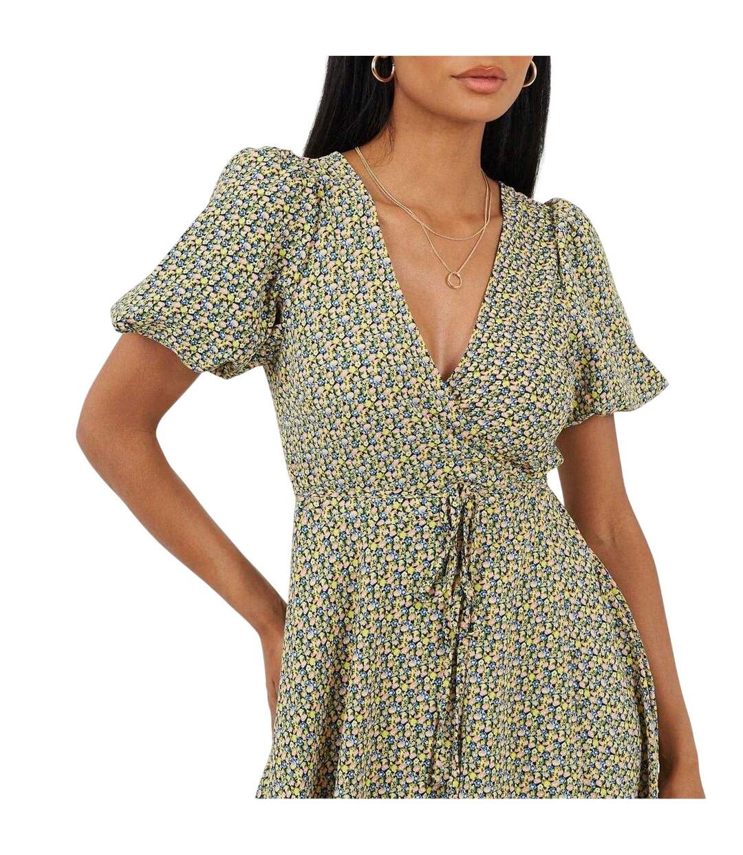 Robe Mi-longue Motif/style Floral Femme Jaune Brave Soul-4