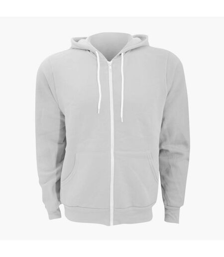 Canvas Unisex Zip-up Polycotton Fleece Hooded Sweatshirt / Hoodie (White)
