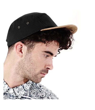 Beechfield Suede Peak 5 Panel Baseball Cap (Pack of 2) (Black) - UTRW6715