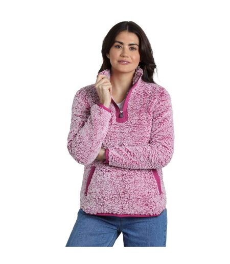 Womens/ladies madi cosy quarter zip fleece top dark raspberry Weird Fish