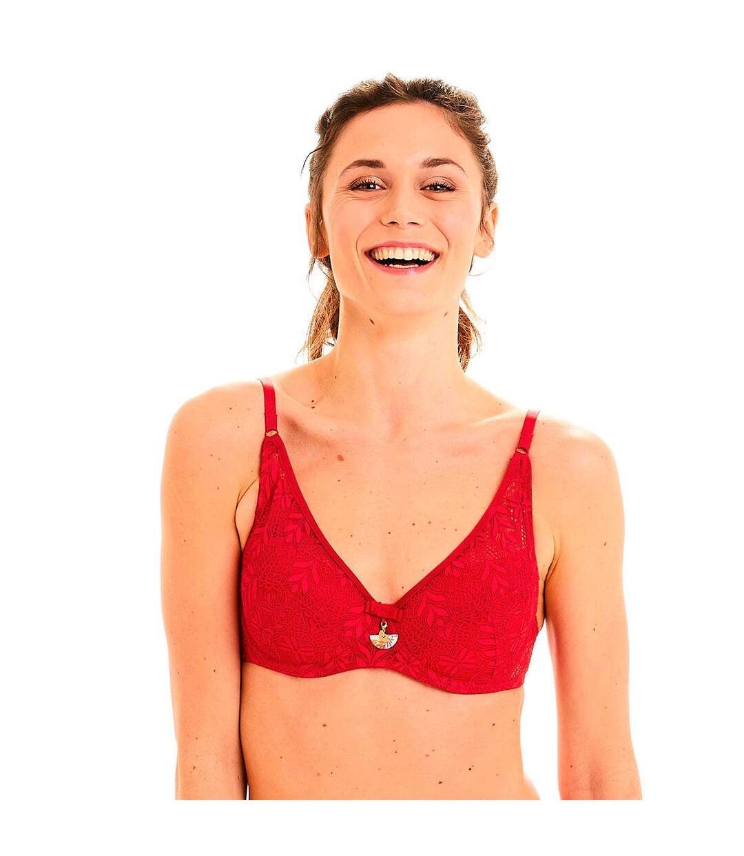 Soutien-gorge ampliforme coque moulée rouge Pile ou face-2