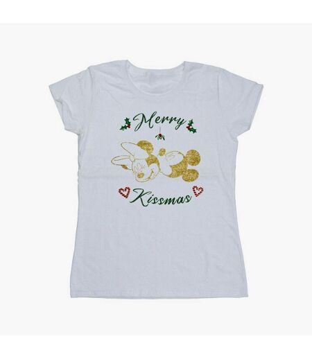 Disney Femme/Les femmes - T-shirt en coton Mickey Mouse Merry Kissmas (Blanc) - UTBI33559
