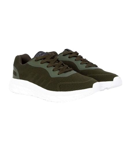 Mens lennart trainers vert sombre / blanc Crosshatch