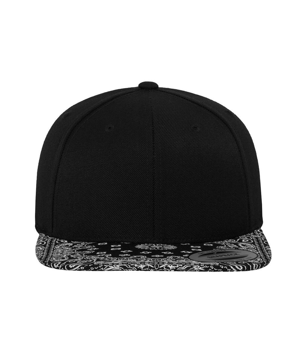 Unisex adult bandana snapback cap black/paisley Flexfit-1