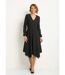 Robe longue plissée col V détails dentelle-1