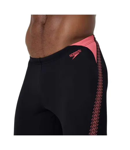 Mens Hyperboom Placement Geometric Jammer Shorts Black Pink Speedo