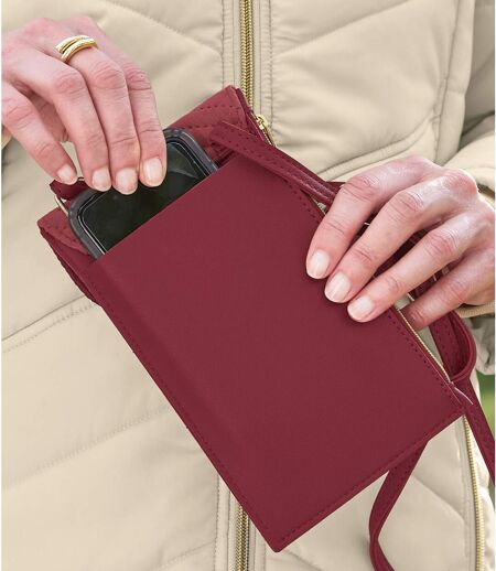 Women's Burgundy Phone & Card Pouch by Daniel Hechter