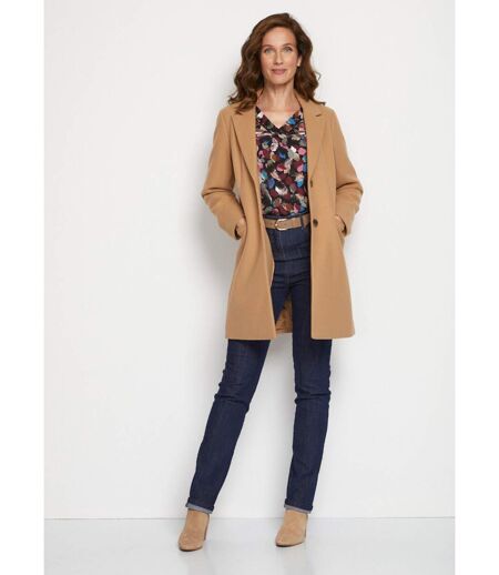 Manteau col tailleur aspect lainage
