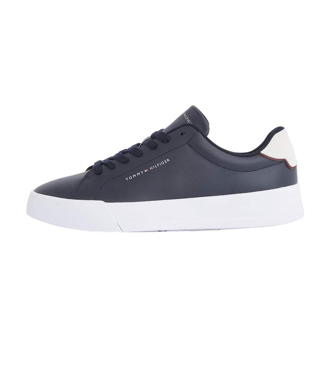 Mens Pebble Grain Court Leather Trainers Navy White Tommy Hilfiger-3