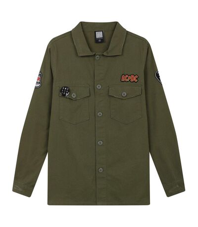 Mens ac/dc military overshirt khaki green Amplified