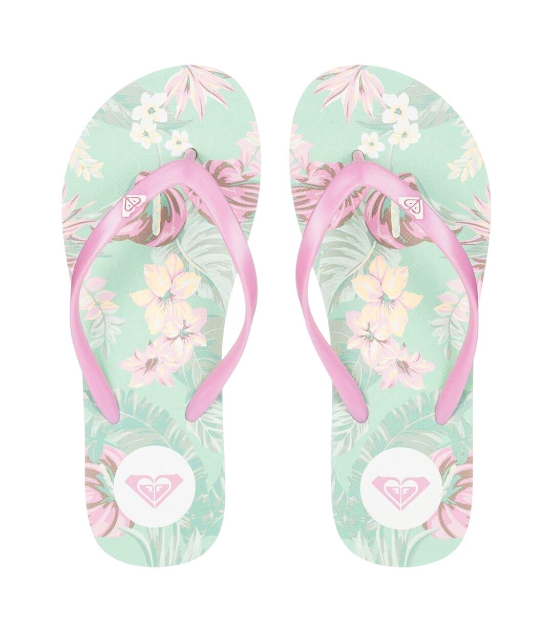 Tongs Plage Femme Vert Rose Roxy-3