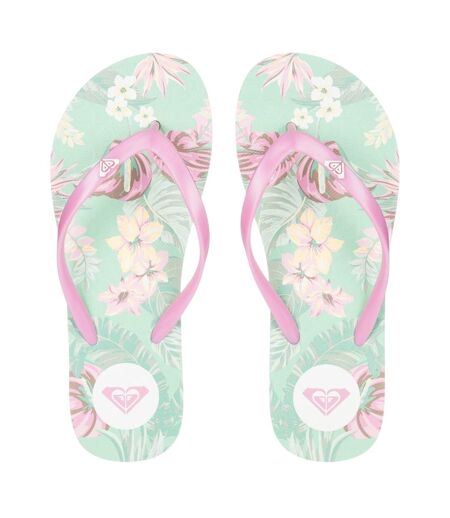 Tongs Plage Femme Vert Rose Roxy