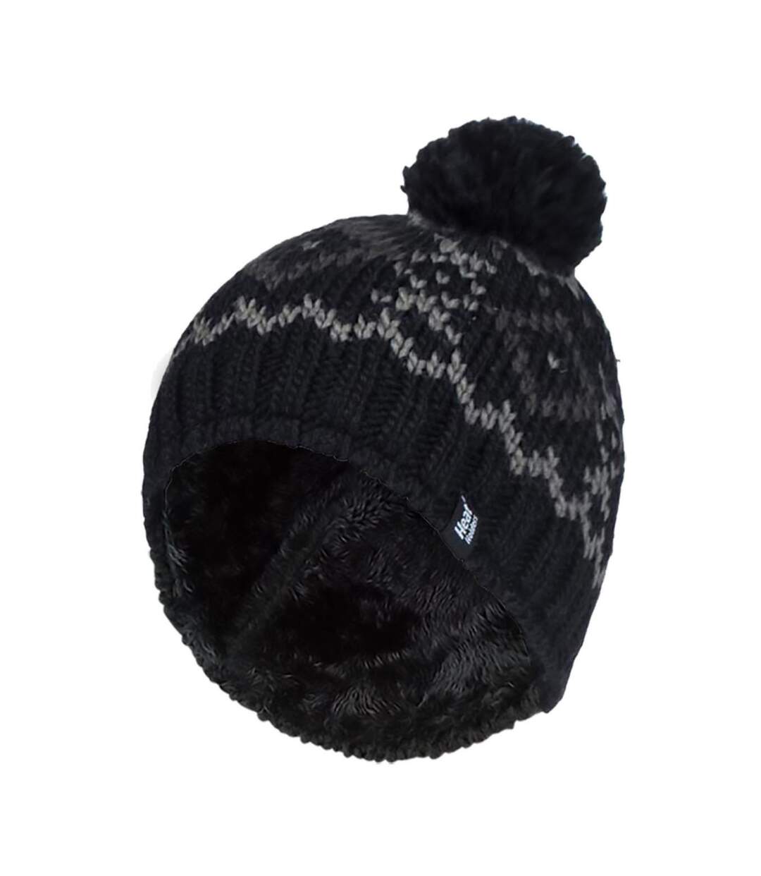 Mens Fleece Lined Thermal Winter Warm Beanie Bobble Hat with Pom Pom-1